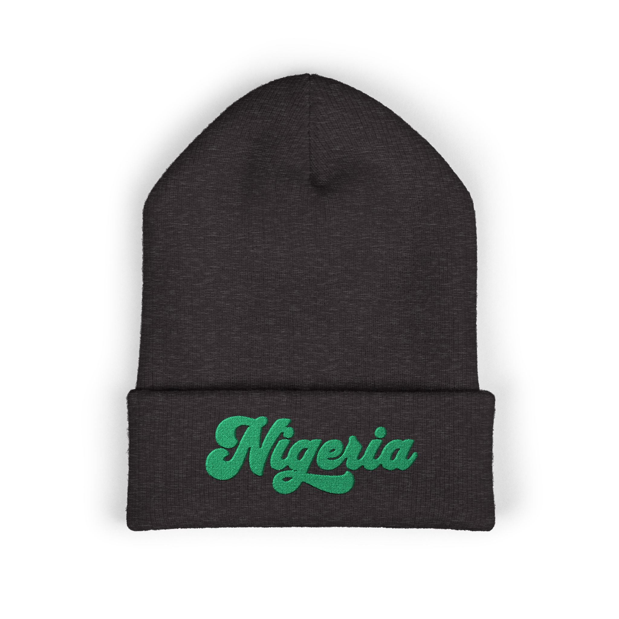 Nigeria Green Script Embroidered Beanie