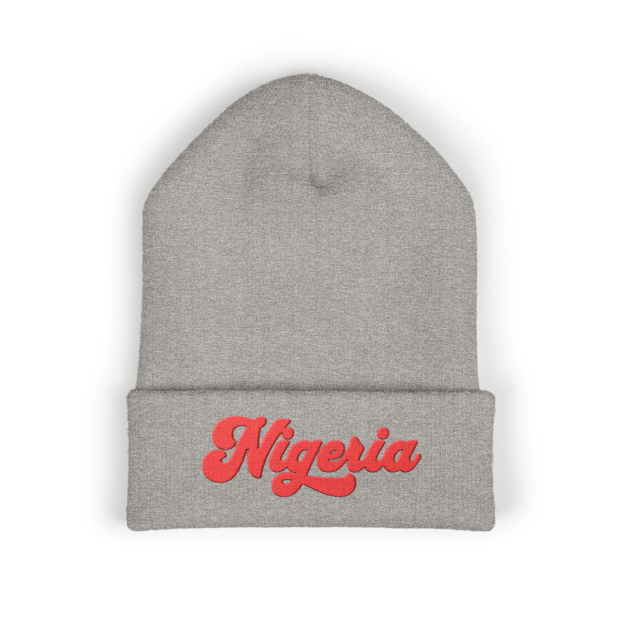 Nigeria Red Script Embroidered Beanie