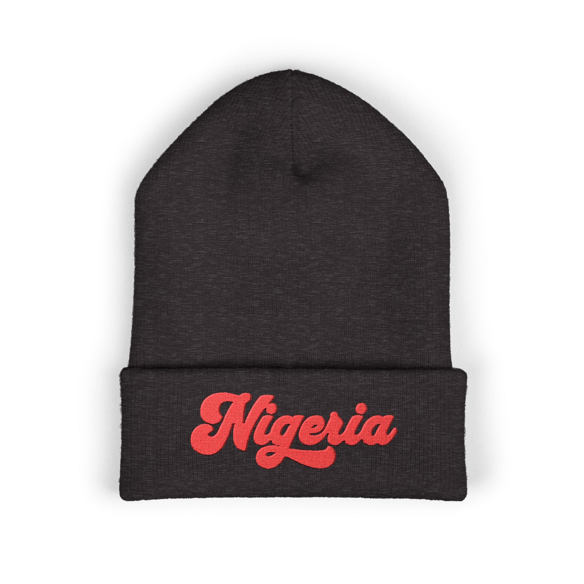 Nigeria Red Script Embroidered Beanie