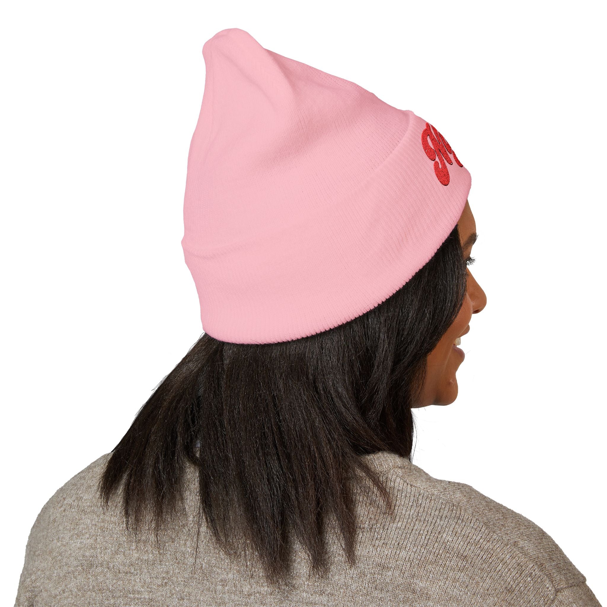 Nigeria Red Script Embroidered Beanie
