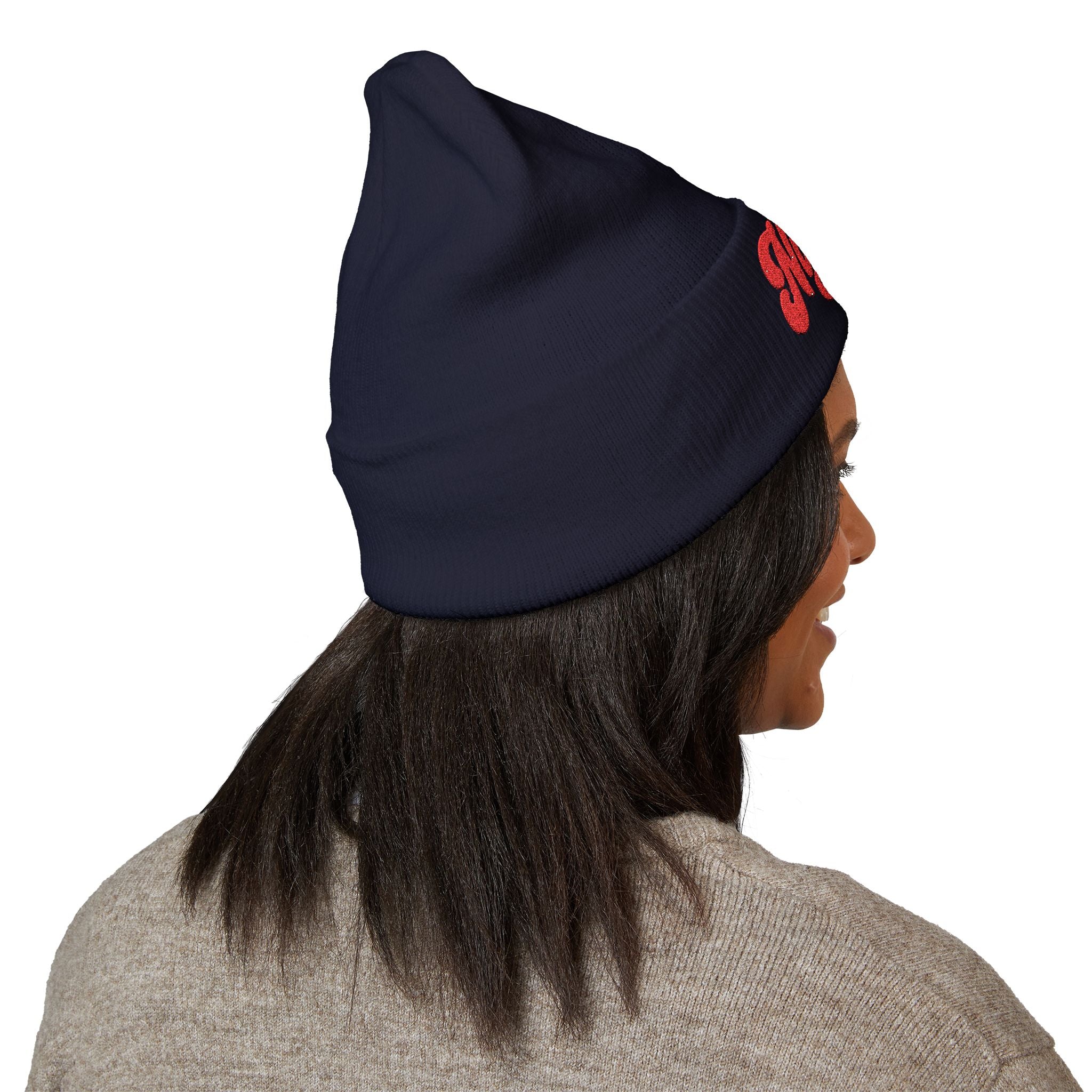 Nigeria Red Script Embroidered Beanie