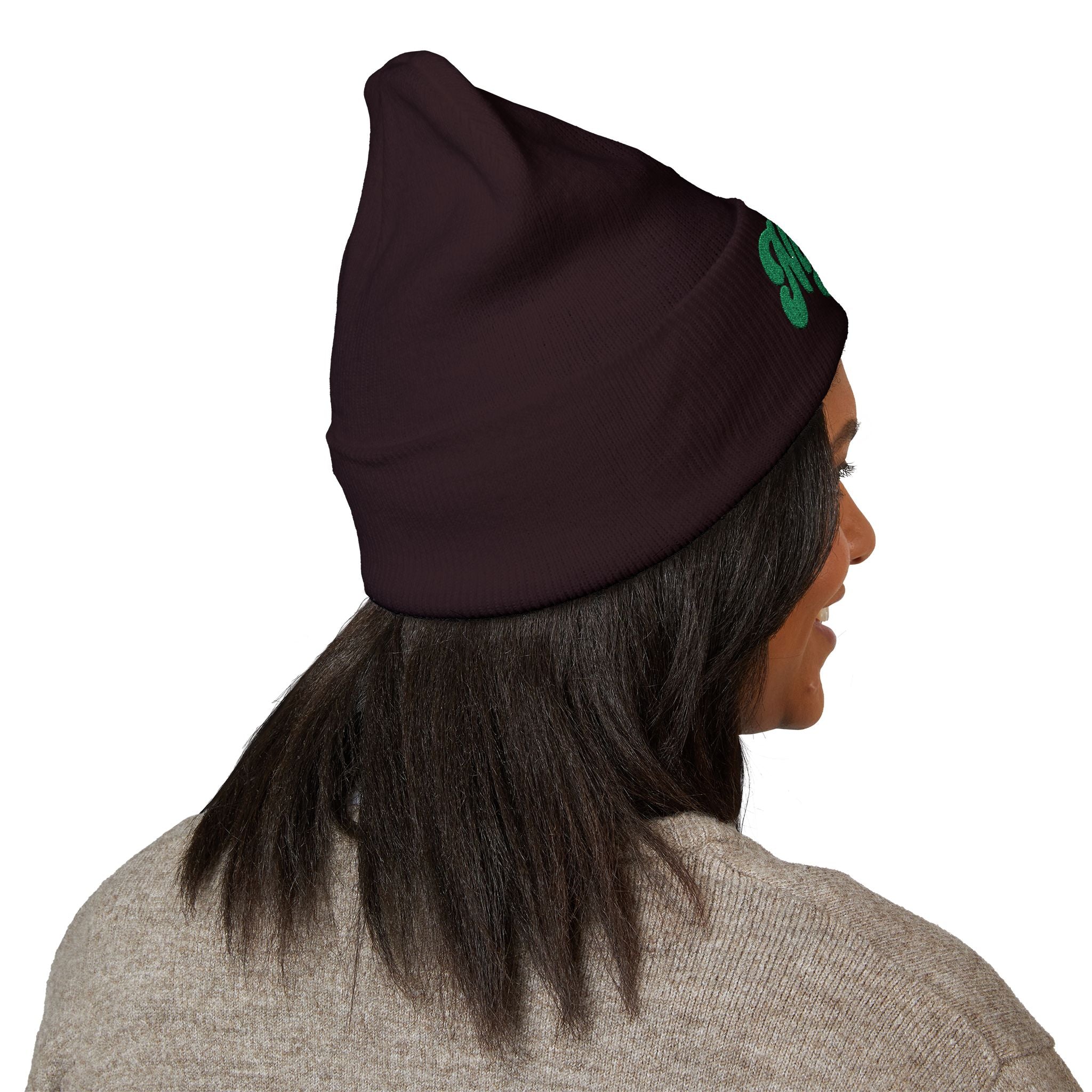 Nigeria Green Script Embroidered Beanie