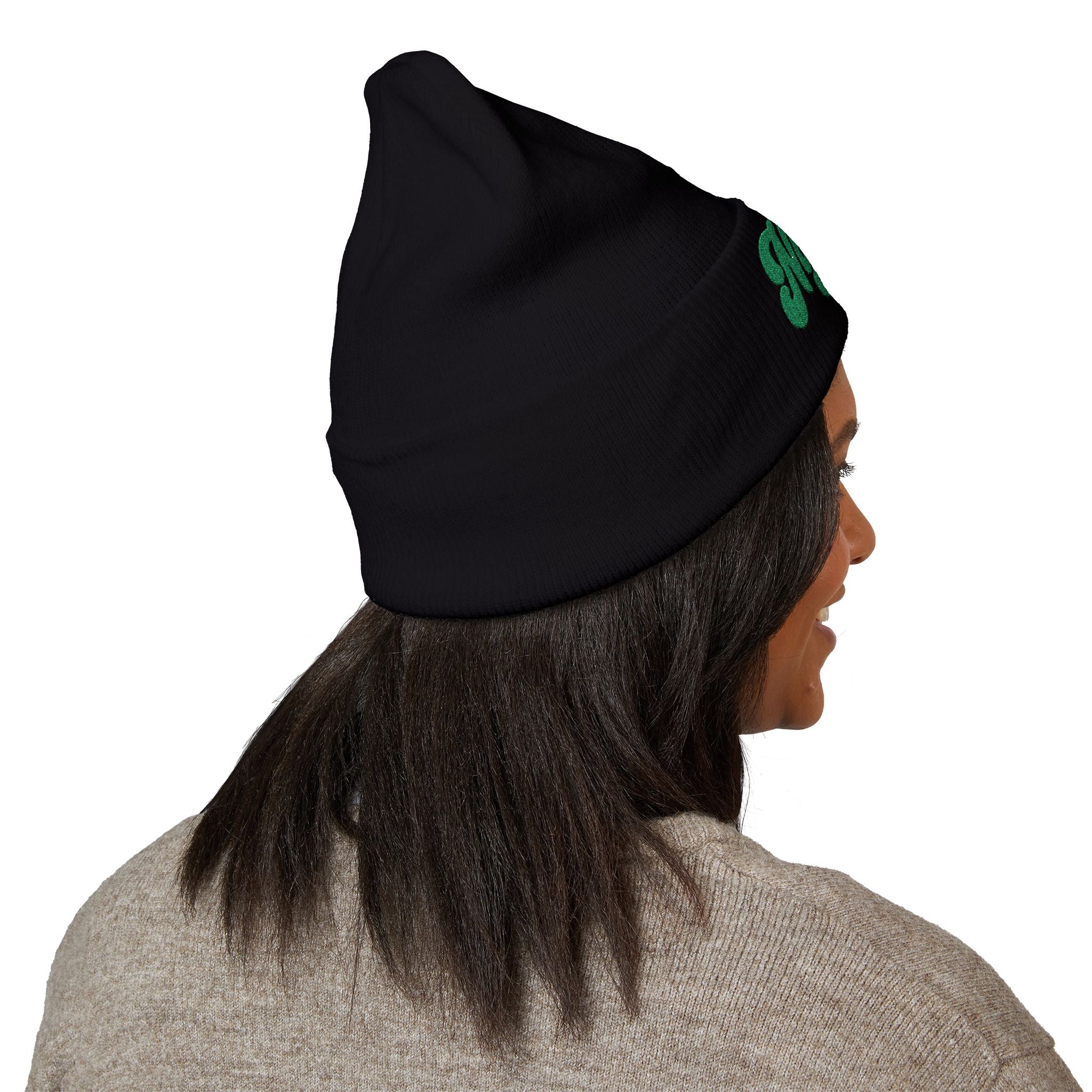Nigeria Green Script Embroidered Beanie