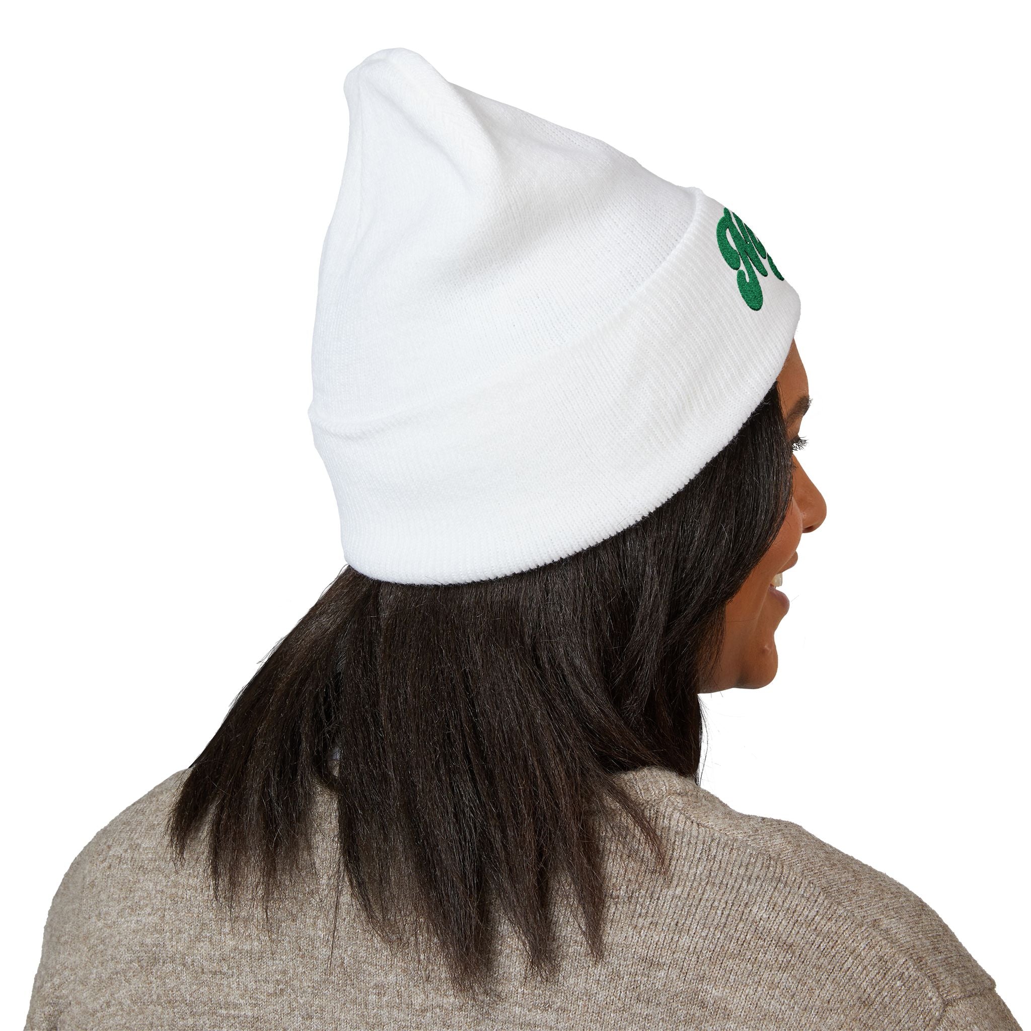 Nigeria Green Script Embroidered Beanie
