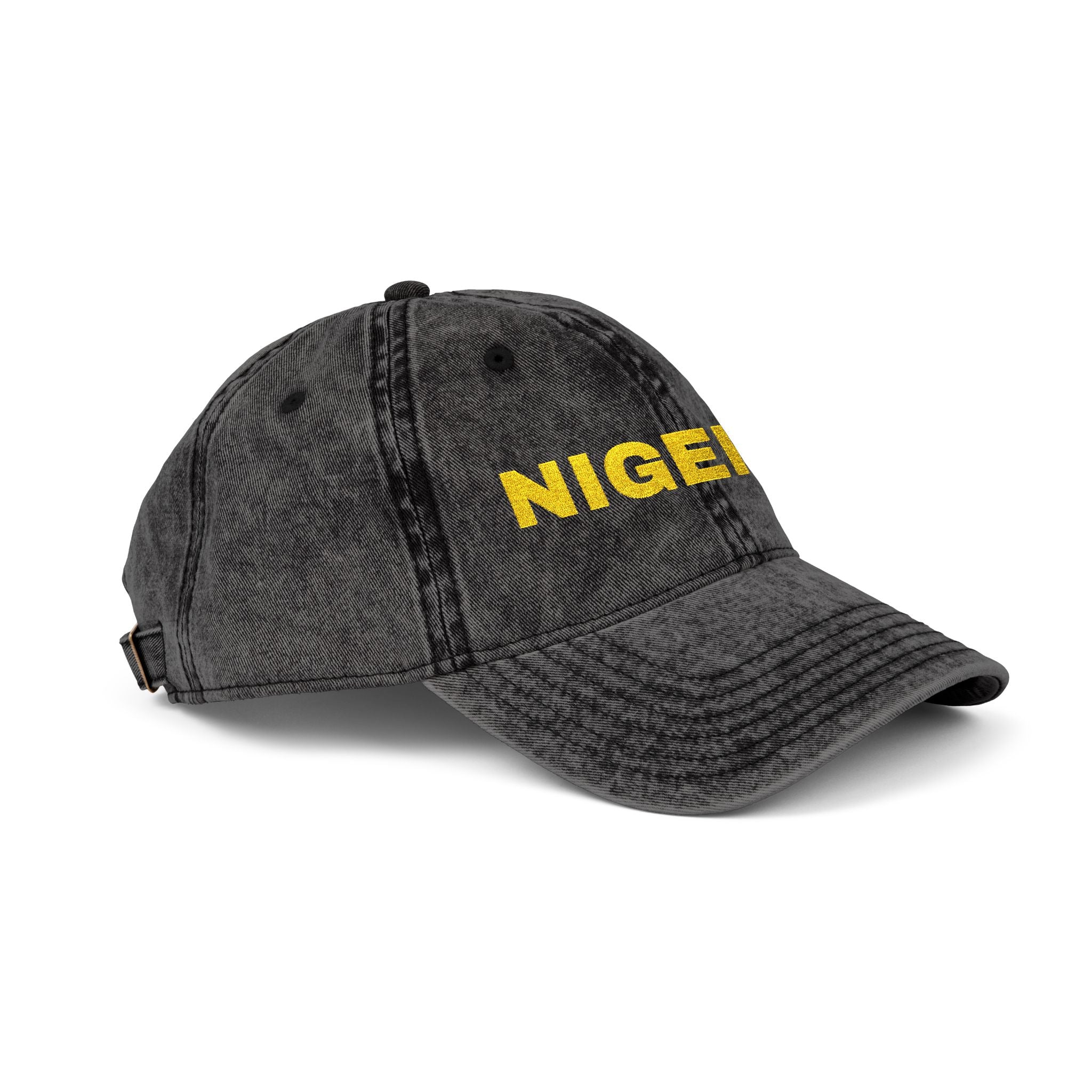 Nigeria Embroidered  Washed Black Dad Hat