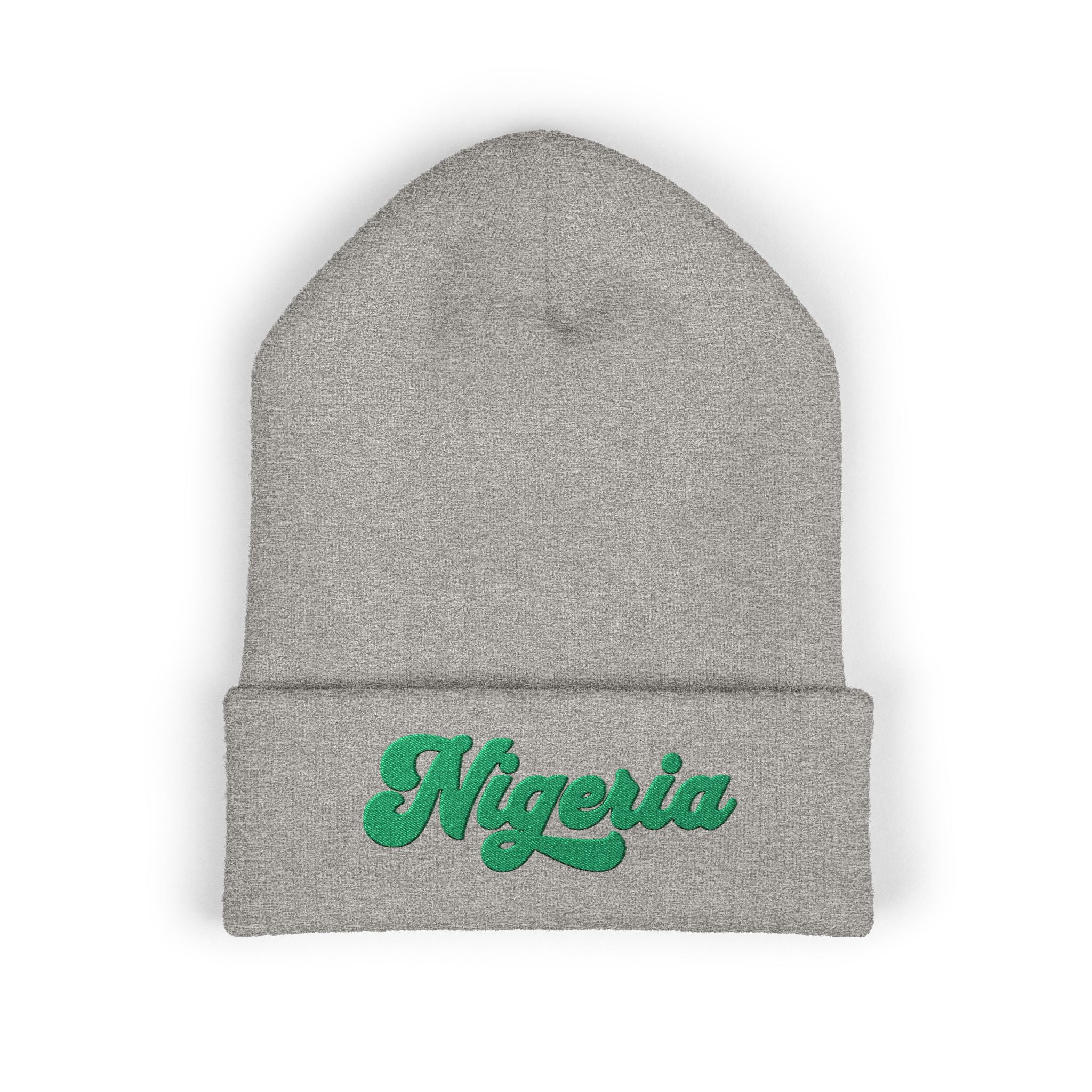 Nigeria Green Script Embroidered Beanie