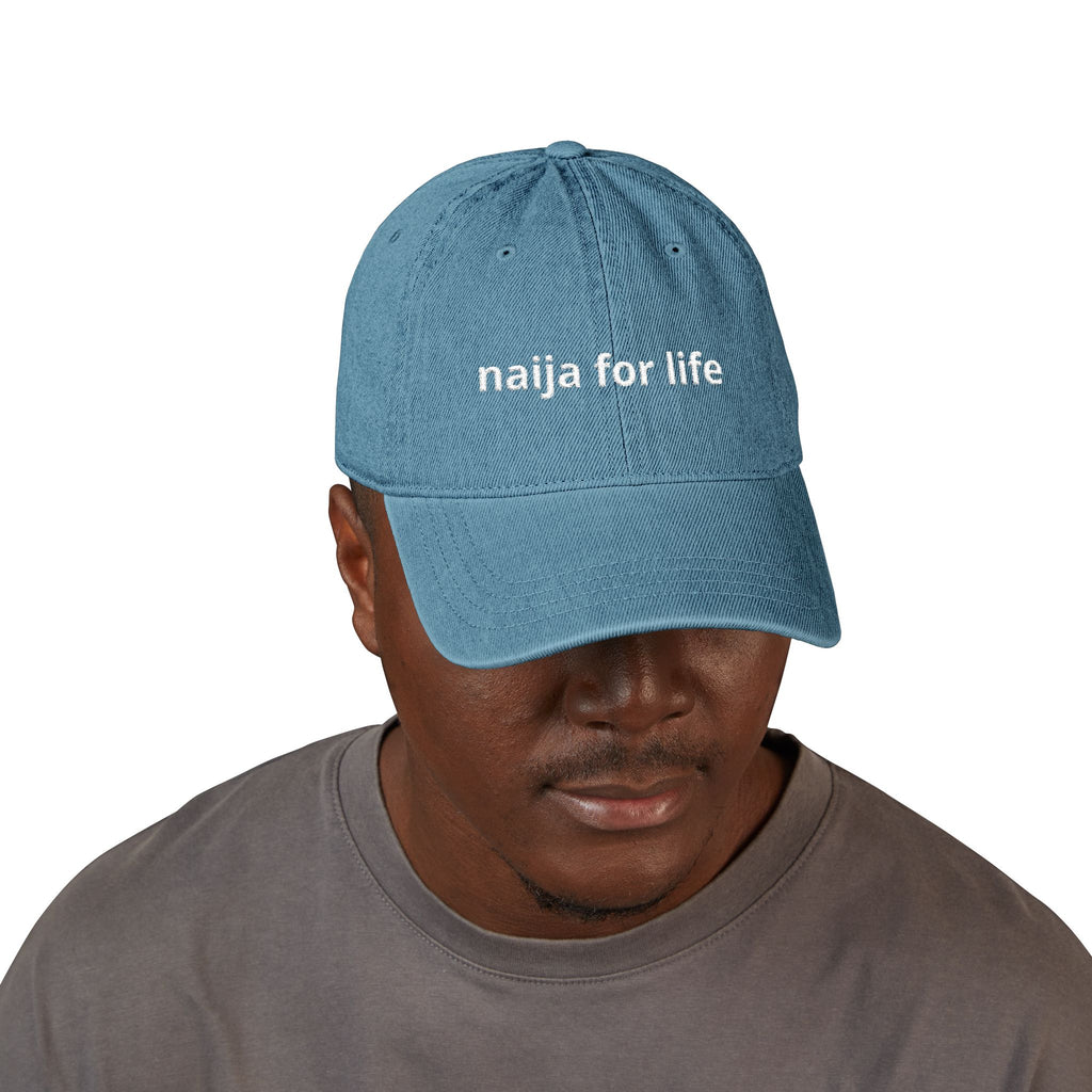 Embroidered 'naija for life' Denim Hat