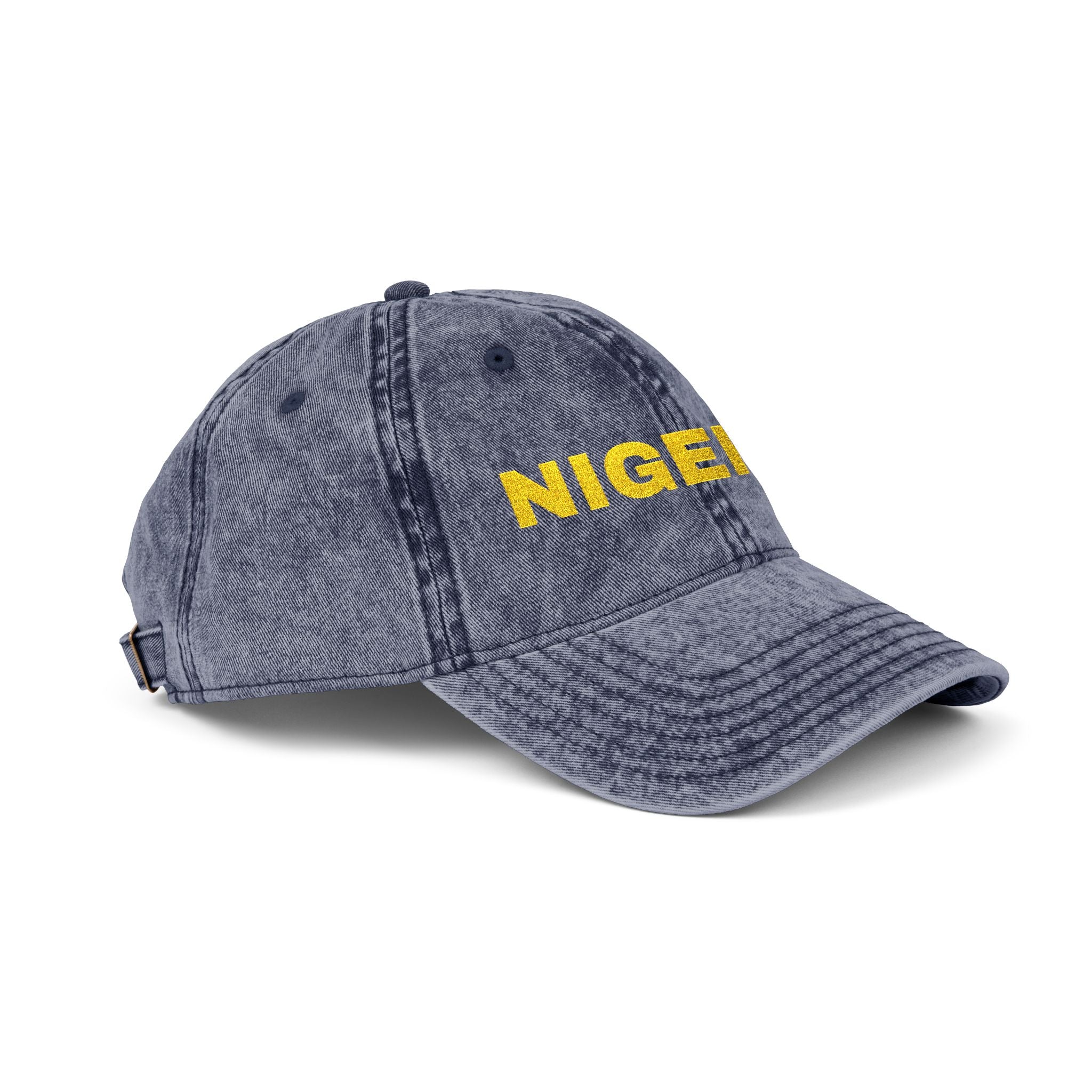 Nigeria Embroidered  Washed Black Dad Hat