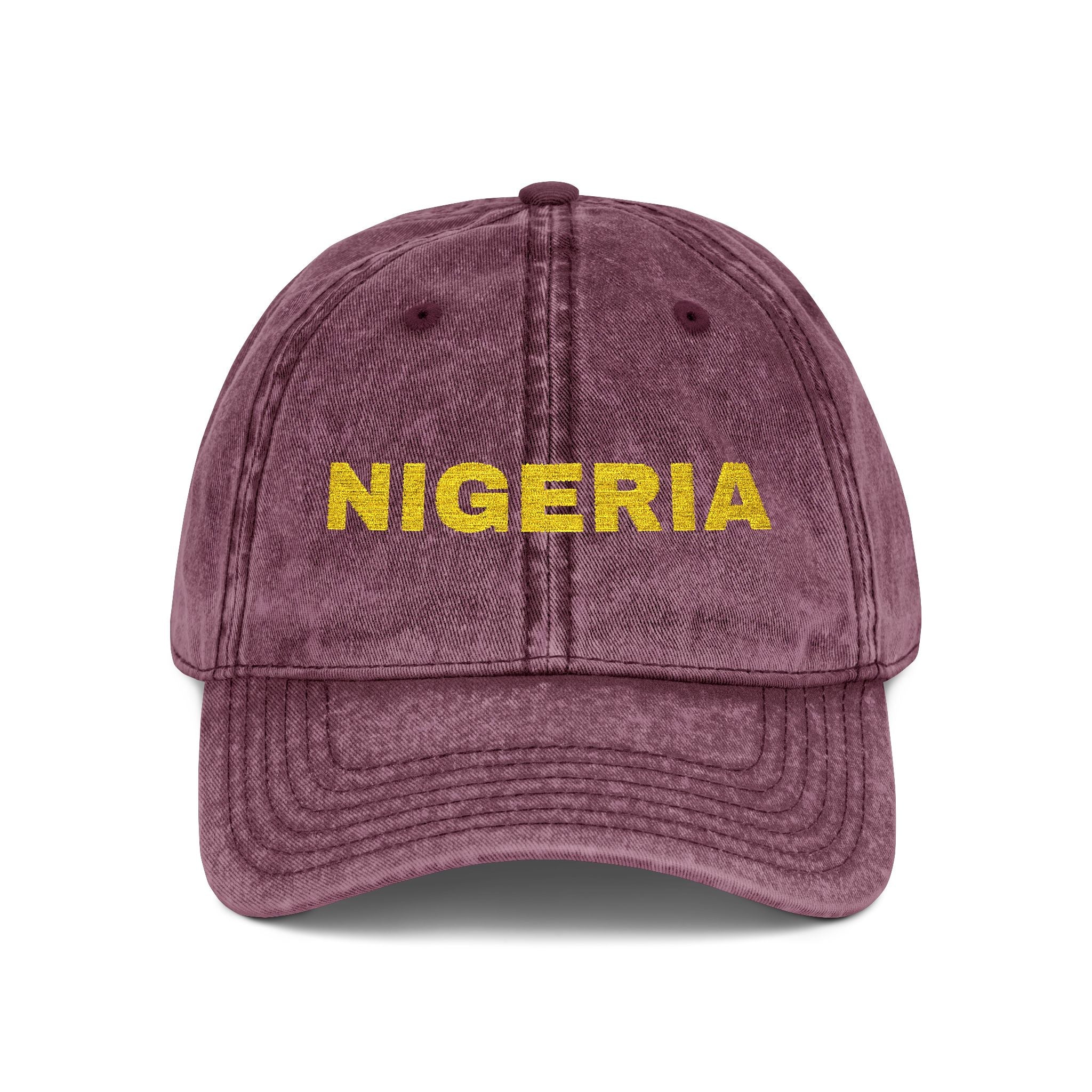 Nigeria Embroidered  Washed Black Dad Hat