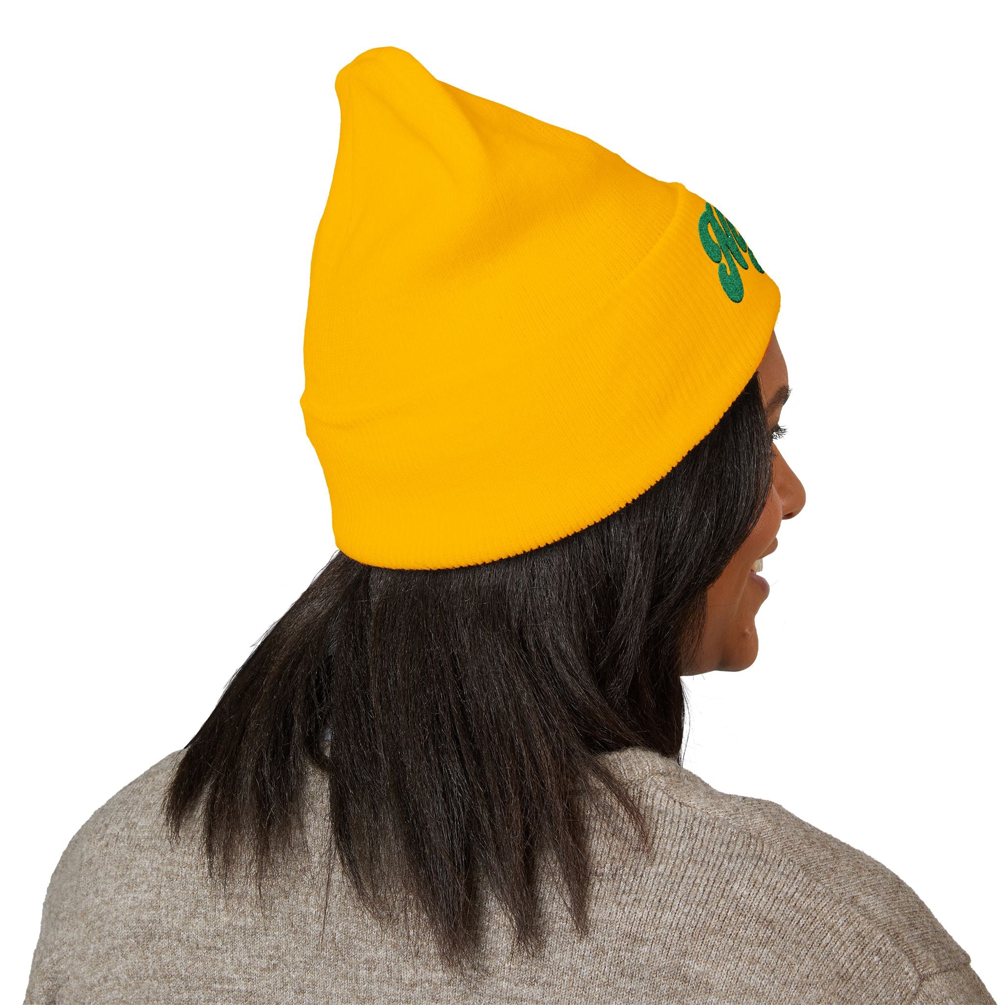 Nigeria Green Script Embroidered Beanie