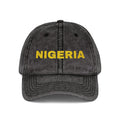 Nigeria Embroidered  Washed Black Dad Hat