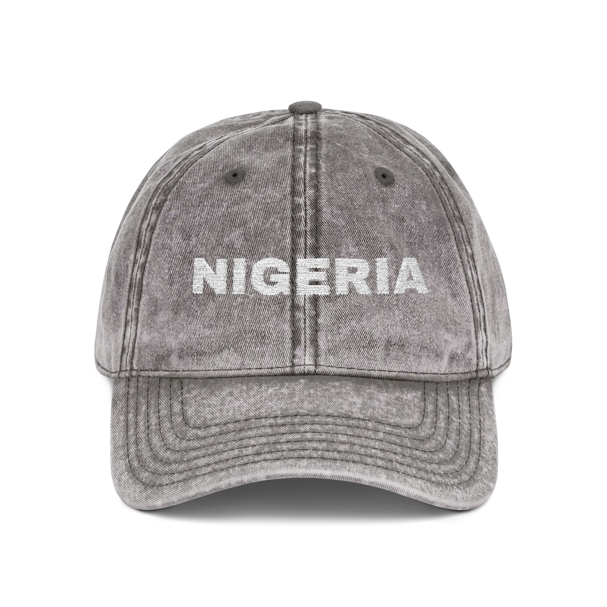 Embroidered "Nigeria" Distressed Baseball Cap