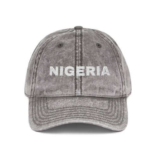 Embroidered "Nigeria" Distressed Baseball Cap