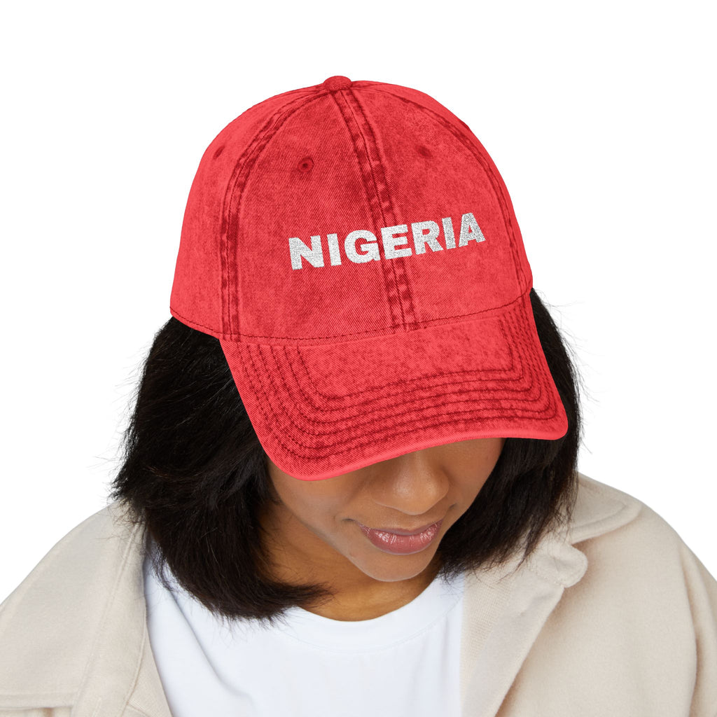 Embroidered "Nigeria" Distressed Baseball Cap