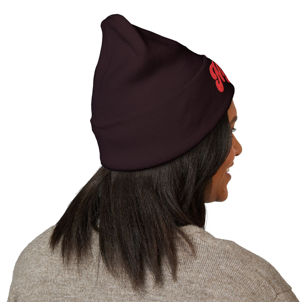 Nigeria Red Script Embroidered Beanie