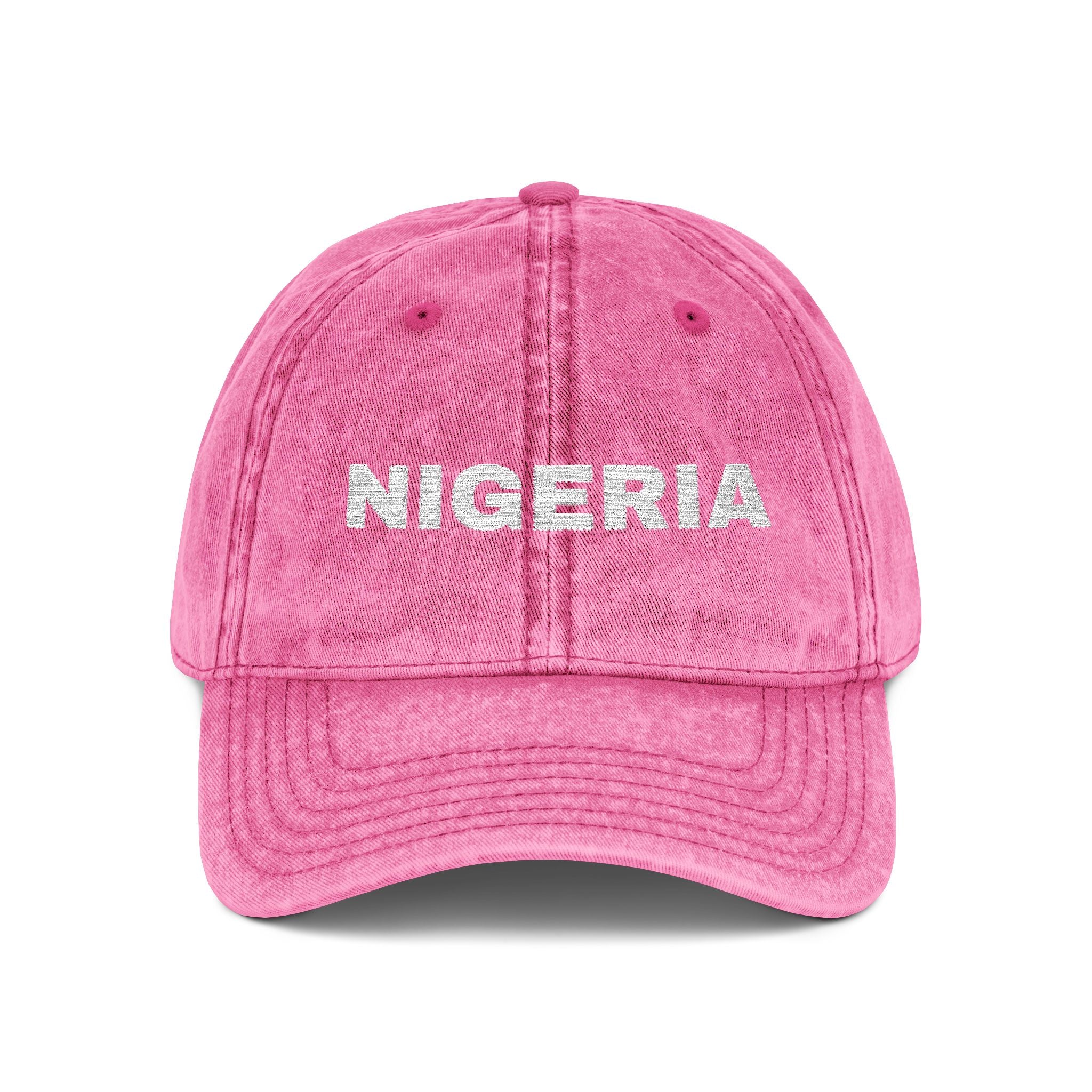 Embroidered "Nigeria" Distressed Baseball Cap
