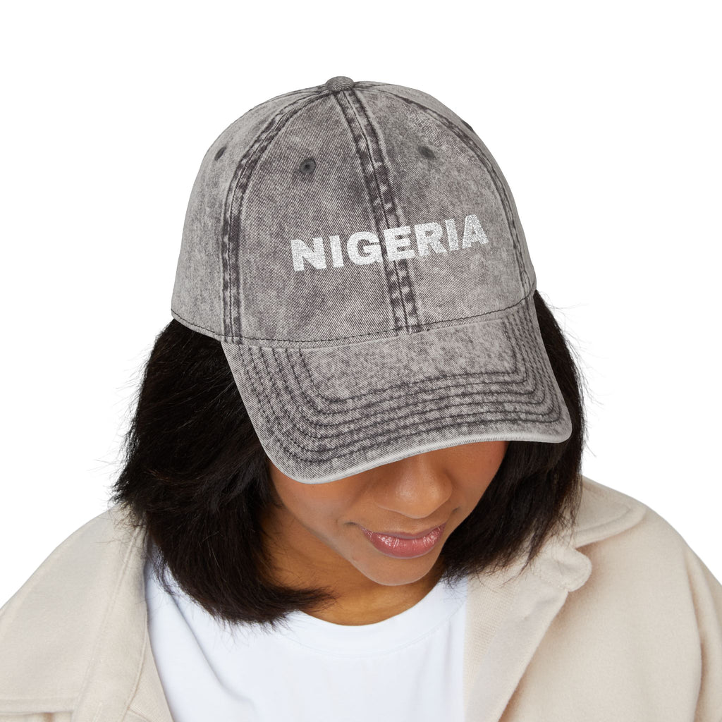 Embroidered "Nigeria" Distressed Baseball Cap