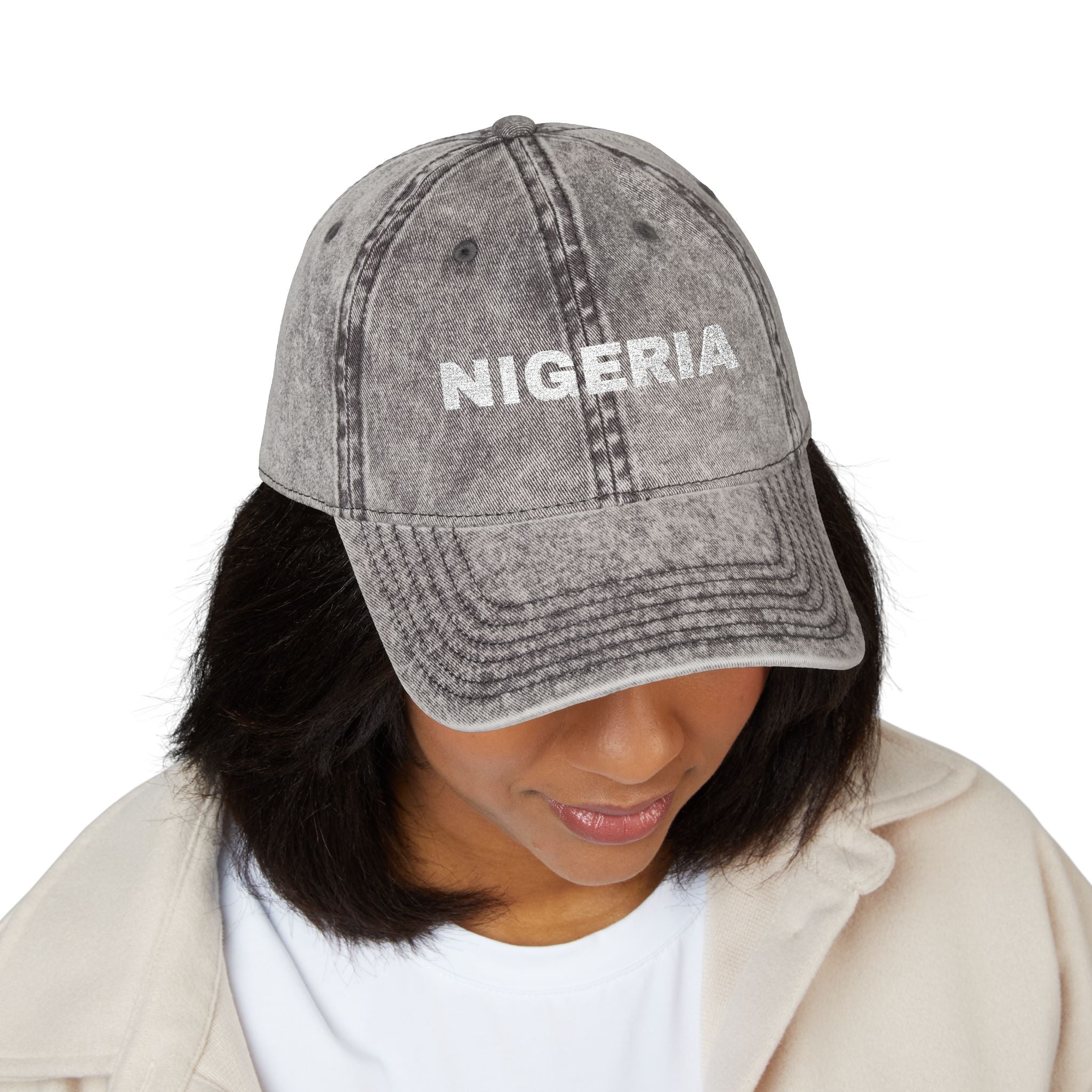 Embroidered "Nigeria" Distressed Baseball Cap
