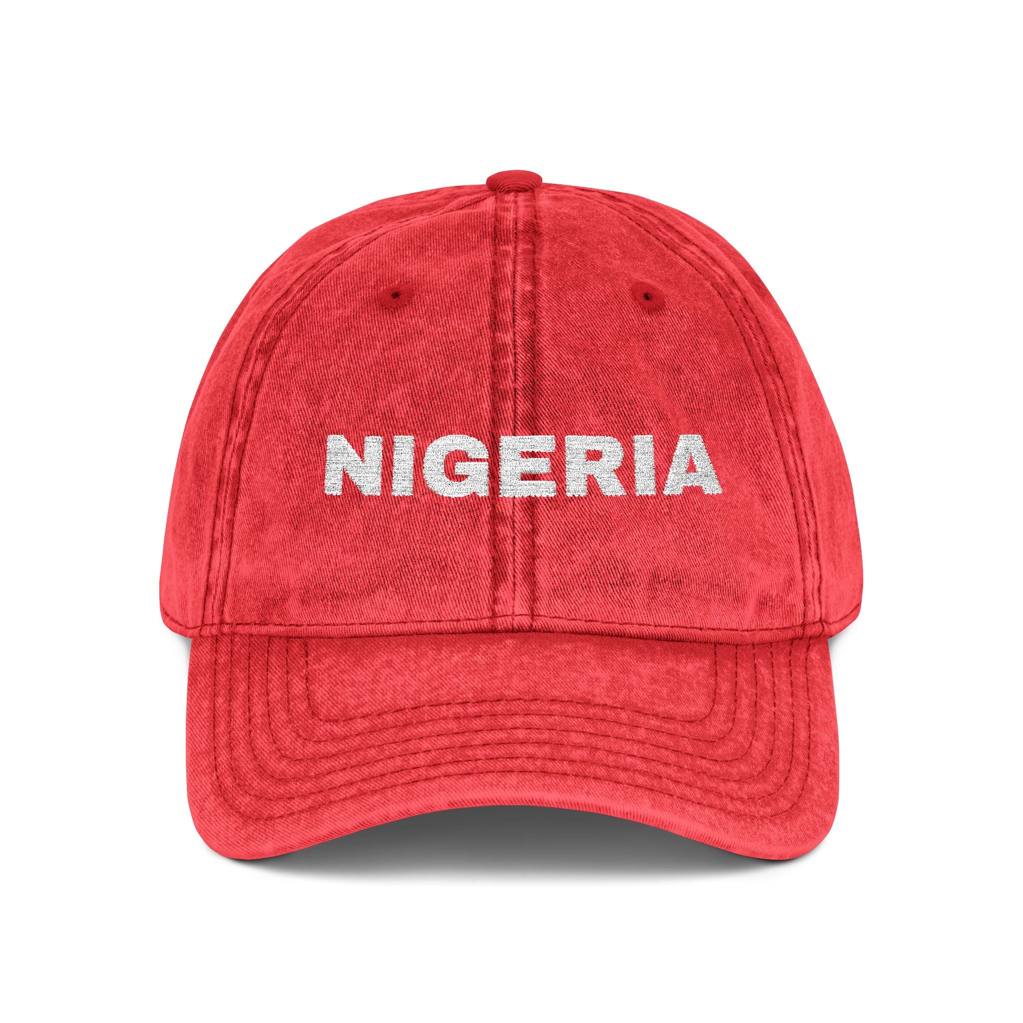 Embroidered "Nigeria" Distressed Baseball Cap