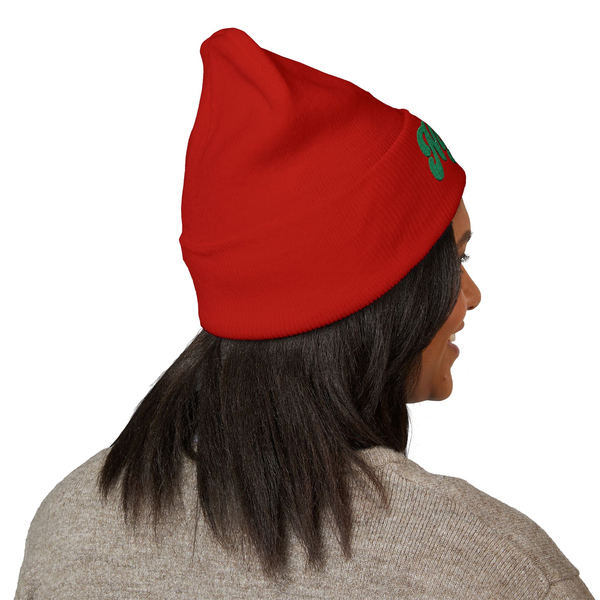 Nigeria Green Script Embroidered Beanie