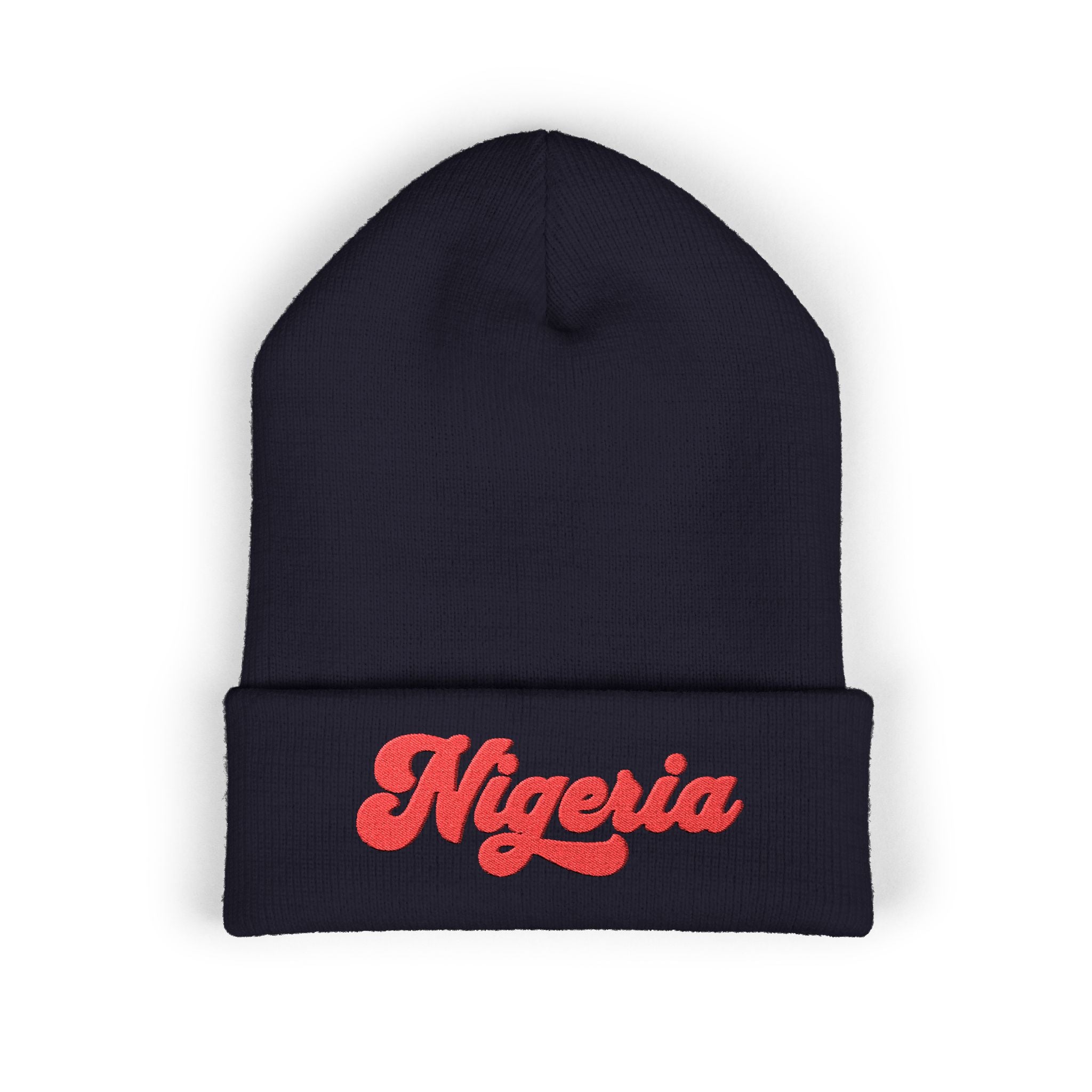 Nigeria Red Script Embroidered Beanie