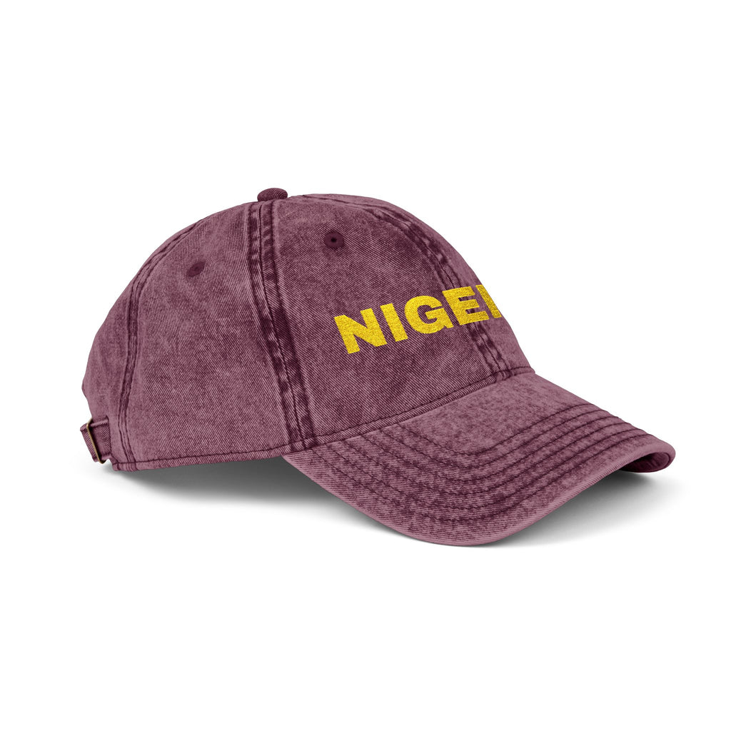 Nigeria Embroidered  Washed Black Dad Hat